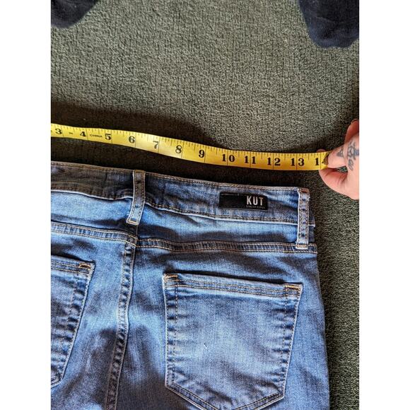 Kut from the Kloth Jeans Women 2 Blue Stretch Stella High Rise Flared Frayed Hem - Picture 14 of 14